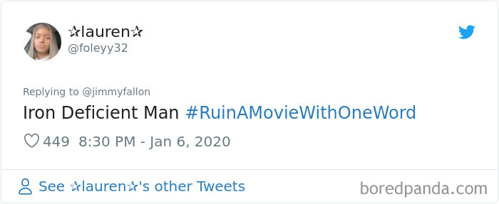 Jimmy Fallon Asks People To Ruin Movies With One Word And Here Are 55 Hilarious Responses Jimmy Fallon Asks People To Ruin Movies With One Word And Here Are 55 Hilarious Responses