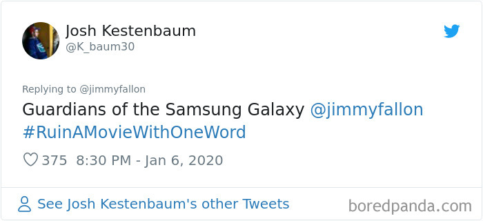 Jimmy Fallon Asks People To Ruin Movies With One Word And Here Are 55 Hilarious Responses Jimmy Fallon Asks People To Ruin Movies With One Word And Here Are 55 Hilarious Responses