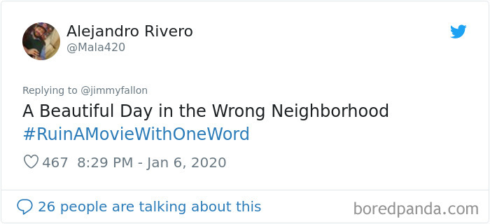 Jimmy Fallon Asks People To Ruin Movies With One Word And Here Are 55 Hilarious Responses Jimmy Fallon Asks People To Ruin Movies With One Word And Here Are 55 Hilarious Responses