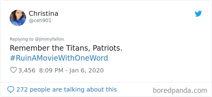 Jimmy Fallon Asks People To Ruin Movies With One Word And Here Are 55 Hilarious Responses Jimmy Fallon Asks People To Ruin Movies With One Word And Here Are 55 Hilarious Responses