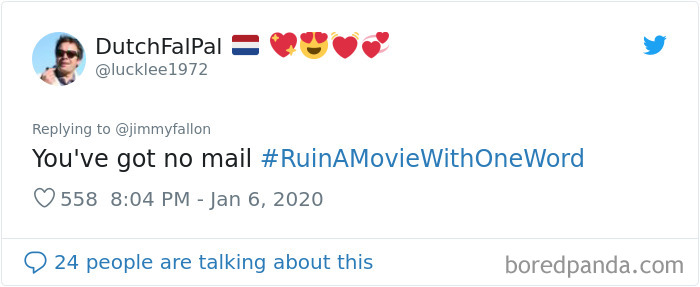 Jimmy Fallon Asks People To Ruin Movies With One Word And Here Are 55 Hilarious Responses Jimmy Fallon Asks People To Ruin Movies With One Word And Here Are 55 Hilarious Responses