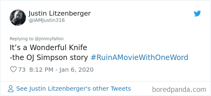 Jimmy Fallon Asks People To Ruin Movies With One Word And Here Are 55 Hilarious Responses Jimmy Fallon Asks People To Ruin Movies With One Word And Here Are 55 Hilarious Responses