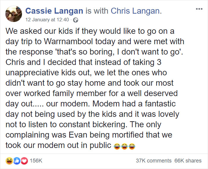 Kids Don’t Want To Go On A Family Trip, So Their Parents Take Their Modem Instead Kids Don’t Want To Go On A Family Trip, So Their Parents Take Their Modem Instead
