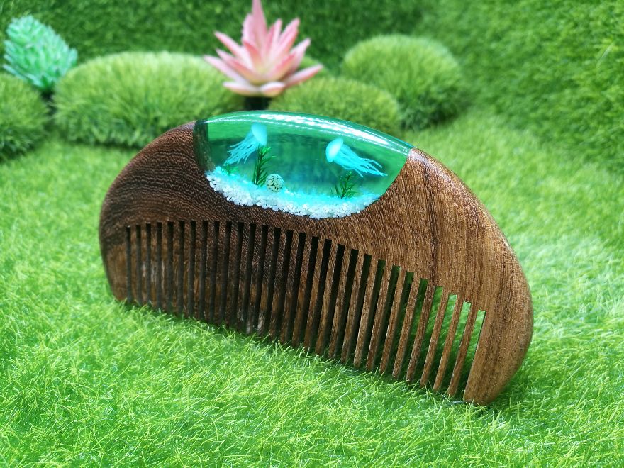 I Created This Jellyfish Comb Using Resin And Wood I Created This Jellyfish Comb Using Resin And Wood