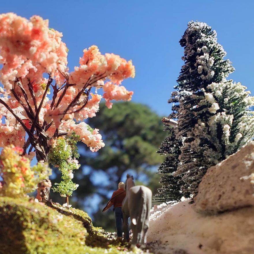 I Created A Ho Scale Scene With Spring And Winter