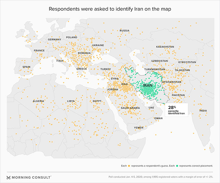 Americans Were Asked To Find Iran On The Map, And Some Of Them Pointed At USA Americans Were Asked To Find Iran On The Map, And Some Of Them Pointed At USA