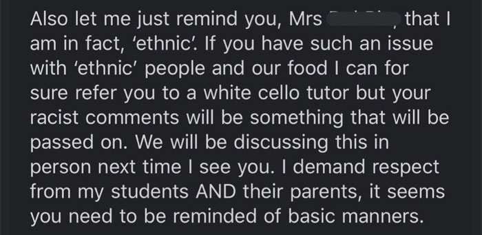 Cello Teacher Receives Racist ‘Thank You’ E-mail From Student’s Mom, Responds By Explaining The Reason Behind ‘Ethnic Stench’ Cello Teacher Receives Racist ‘Thank You’ E-mail From Student’s Mom, Responds By Explaining The Reason Behind ‘Ethnic Stench’