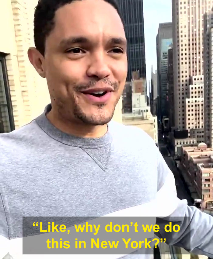 Trevor Noah Tries Singing From A Balcony In NYC Just Like People Did In Italy But Gets Told To Shut Up