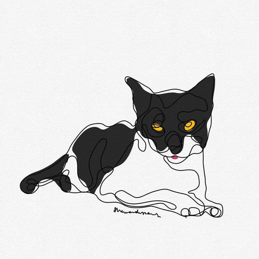 I Draw Cats And Dogs Using Only One Line As Therapy (12 Pics) I Draw Cats And Dogs Using Only One Line As Therapy (12 Pics)