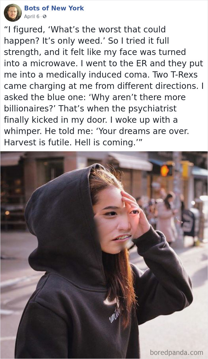 ‘Bots Of New York’ Posts Computer-Generated People And Their Quotes And It’s Both Comedy And Horror Material ‘Bots Of New York’ Posts Computer-Generated People And Their Quotes And It’s Both Comedy And Horror Material