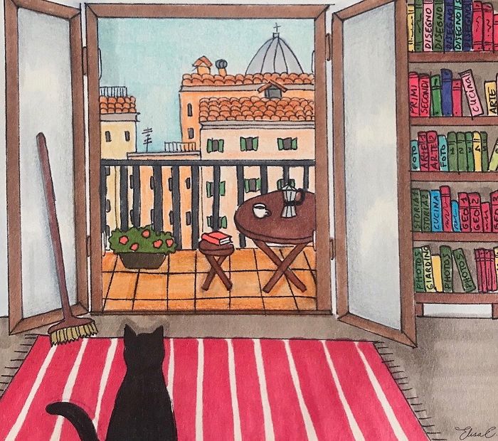 I Illustrate The Daily Life Of My Cat And Me During The Lockdown In Rome (48 Pics) I Illustrate The Daily Life Of My Cat And Me During The Lockdown In Rome (48 Pics)