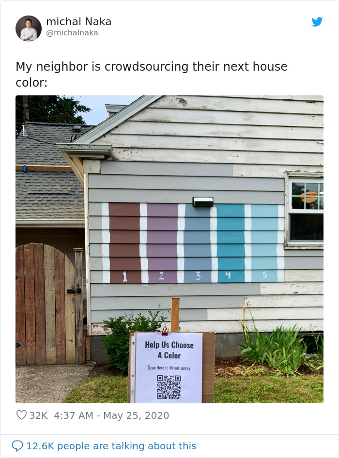 Family Asks Neighbors To Pick Their Next House Color By Creating A Survey, Gets Over 110,000 Votes Family Asks Neighbors To Pick Their Next House Color By Creating A Survey, Gets Over 110,000 Votes