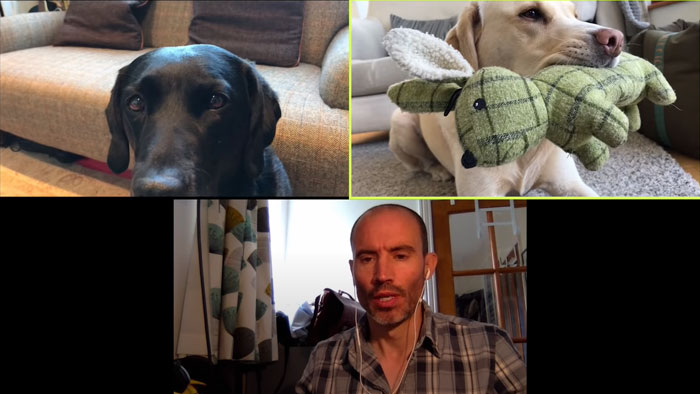 BBC Sports Broadcaster Stuck With Nothing To Report Decides To Hold A Meeting With His Two Dogs And The Video Goes Viral BBC Sports Broadcaster Stuck With Nothing To Report Decides To Hold A Meeting With His Two Dogs And The Video Goes Viral