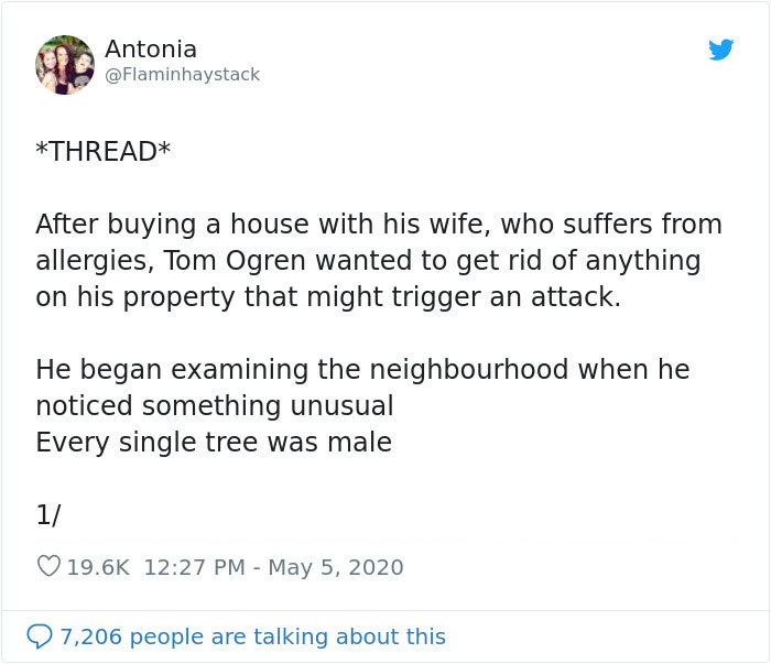 Scientist Discovers That “Tree Sexism” Might Be A Major Reason Behind Many Spring Allergies (Updated) Scientist Discovers That “Tree Sexism” Might Be A Major Reason Behind Many Spring Allergies (Updated)