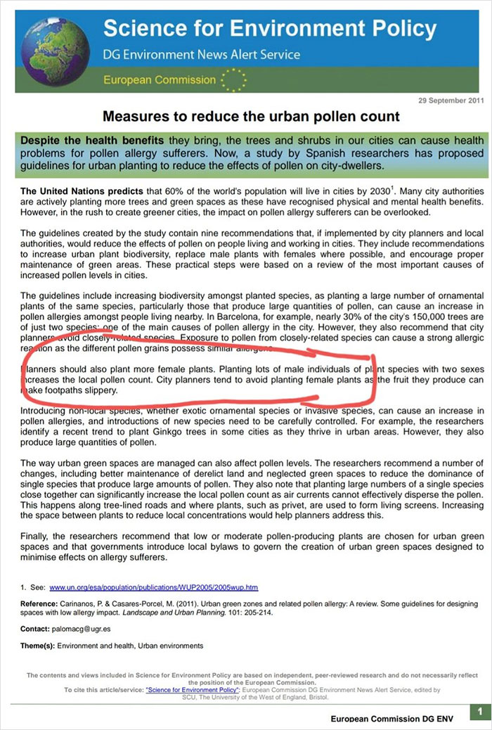 Scientist Discovers That “Tree Sexism” Might Be A Major Reason Behind Many Spring Allergies (Updated) Scientist Discovers That “Tree Sexism” Might Be A Major Reason Behind Many Spring Allergies (Updated)