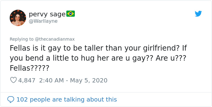 Twitter User Tells Males To Not Lean Into Their GFs Because It Makes Them Look Weak, Gets Called Out Twitter User Tells Males To Not Lean Into Their GFs Because It Makes Them Look Weak, Gets Called Out