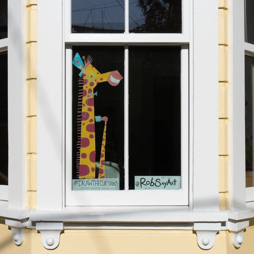 I Post One Drawing A Day On Our Window To Bring Joy To Our Neighbors During Quarantine (22 Pics)