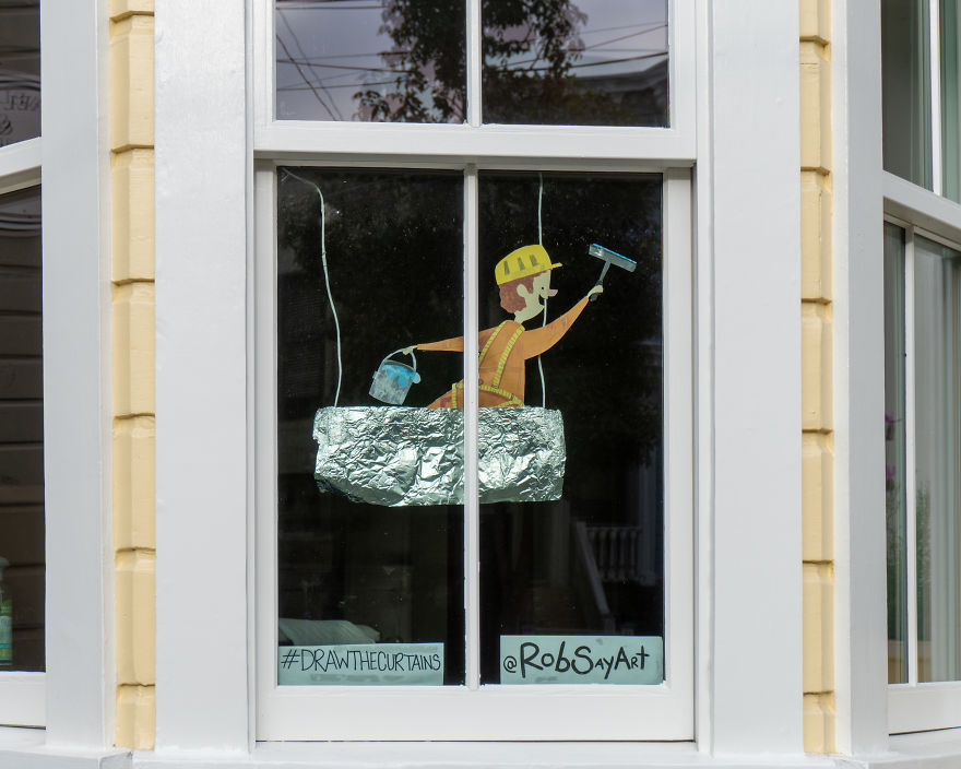 I Post One Drawing A Day On Our Window To Bring Joy To Our Neighbors During Quarantine (22 Pics)