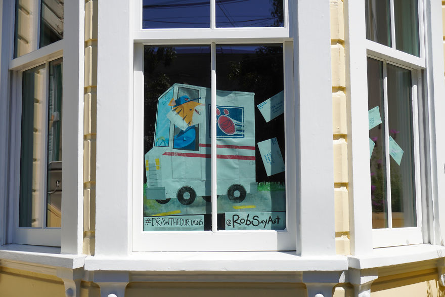 I Post One Drawing A Day On Our Window To Bring Joy To Our Neighbors During Quarantine (22 Pics)