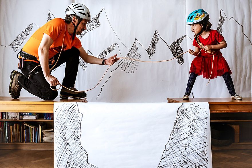 My Daughter And I Take Fun Travel Photos In Lockdown, We Are On Day 36 Of Our Mountain Adventure At Home My Daughter And I Take Fun Travel Photos In Lockdown, We Are On Day 36 Of Our Mountain Adventure At Home