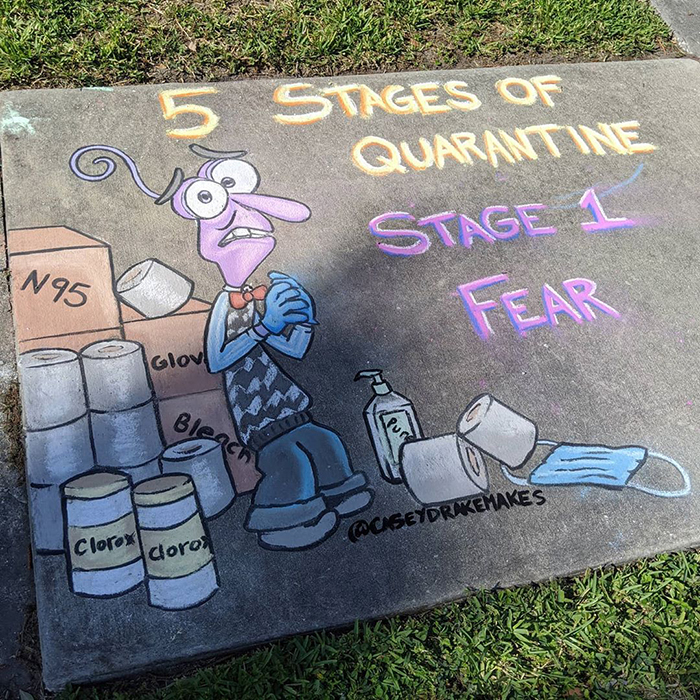 26 Pop Culture And Quarantine-Inspired Sidewalk Chalk Drawings From A Self-Taught Artist