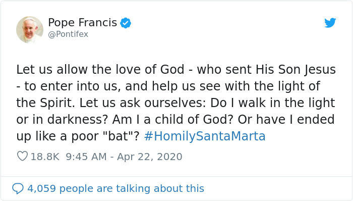 The Pope “Insults” Bats On Twitter, Gets Schooled By A Bat Expert The Pope “Insults” Bats On Twitter, Gets Schooled By A Bat Expert