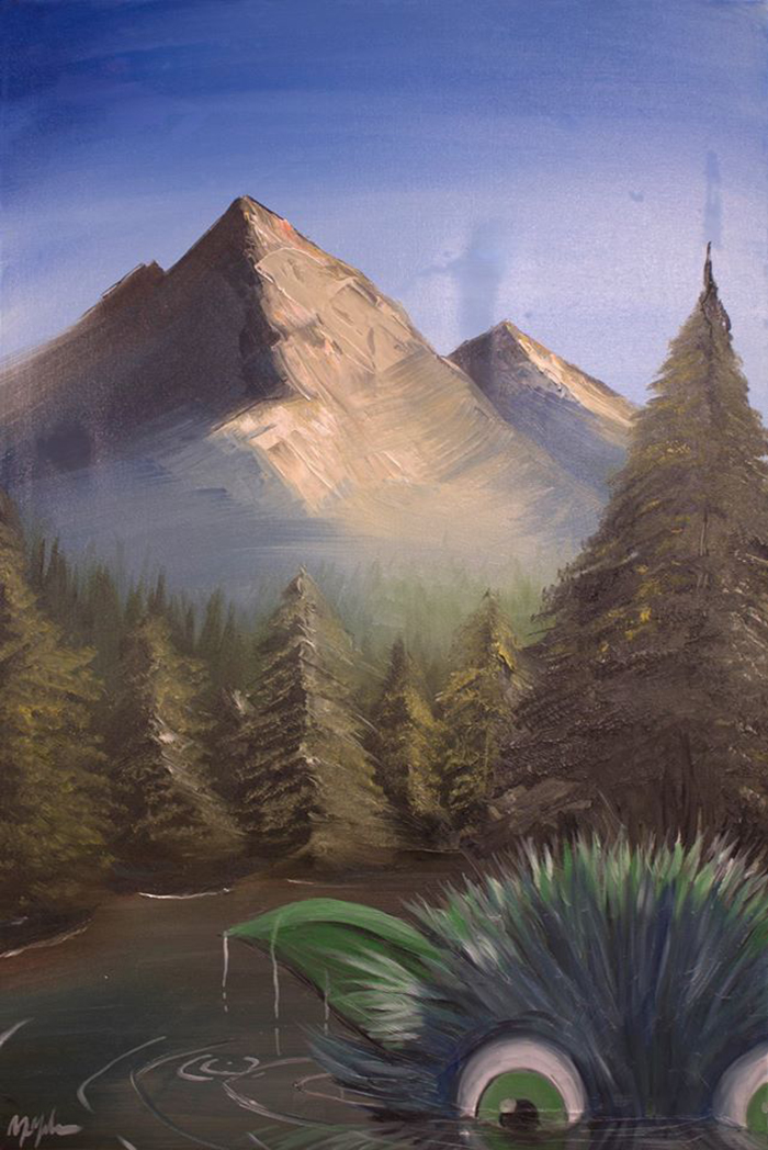 30 Thrift Shop Paintings Made Interesting Again With Funny Monsters By Chris McMahon