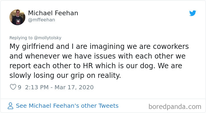 Someone Suggests That Couples Working From Home Should Blame Things On Fake “Coworkers”, Gets 30 Funny Replies Someone Suggests That Couples Working From Home Should Blame Things On Fake “Coworkers”, Gets 30 Funny Replies