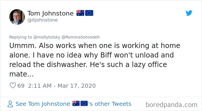 Someone Suggests That Couples Working From Home Should Blame Things On Fake “Coworkers”, Gets 30 Funny Replies Someone Suggests That Couples Working From Home Should Blame Things On Fake “Coworkers”, Gets 30 Funny Replies