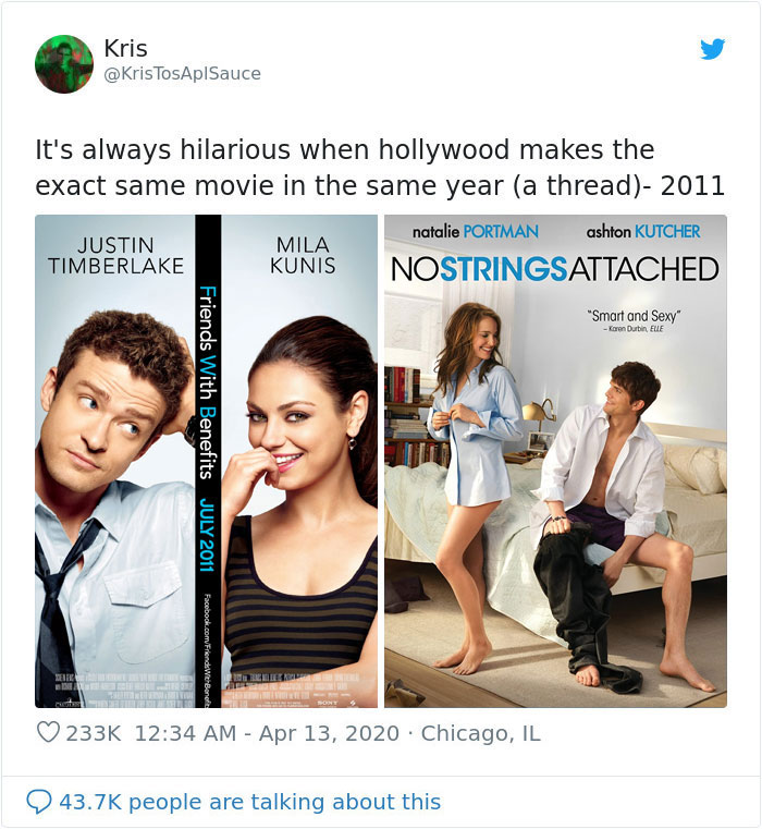 Twitter Users Are Noticing That Hollywood Makes ‘The Same Movie’ Every Year, Post 9 Convincing Side-By-Side Examples Twitter Users Are Noticing That Hollywood Makes ‘The Same Movie’ Every Year, Post 9 Convincing Side-By-Side Examples