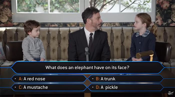 Jimmy Kimmel Hosts ‘Who Wants To Be A Millionaire’ For His Two Kids And Billy Adorably Loses His Patience Jimmy Kimmel Hosts ‘Who Wants To Be A Millionaire’ For His Two Kids And Billy Adorably Loses His Patience