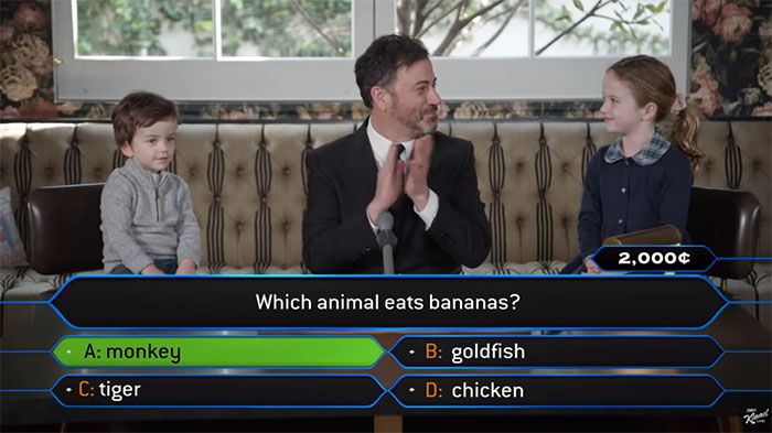 Jimmy Kimmel Hosts ‘Who Wants To Be A Millionaire’ For His Two Kids And Billy Adorably Loses His Patience Jimmy Kimmel Hosts ‘Who Wants To Be A Millionaire’ For His Two Kids And Billy Adorably Loses His Patience