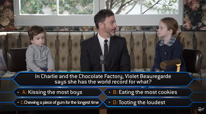 Jimmy Kimmel Hosts ‘Who Wants To Be A Millionaire’ For His Two Kids And Billy Adorably Loses His Patience Jimmy Kimmel Hosts ‘Who Wants To Be A Millionaire’ For His Two Kids And Billy Adorably Loses His Patience