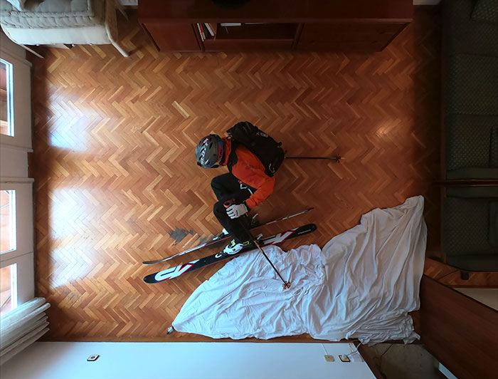 Guy Has His Skiing Trip Canceled Due To The Pandemic, Makes A ‘How To Ski At Home’ Video And It Goes Viral Guy Has His Skiing Trip Canceled Due To The Pandemic, Makes A ‘How To Ski At Home’ Video And It Goes Viral