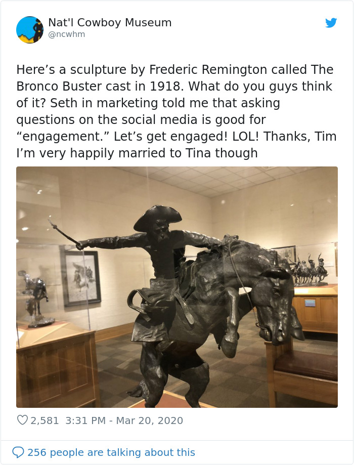 Cowboy Museum Puts Their Head Of Security In Charge Of Their Twitter, And His Tweets Are Hilariously Wholesome Cowboy Museum Puts Their Head Of Security In Charge Of Their Twitter, And His Tweets Are Hilariously Wholesome