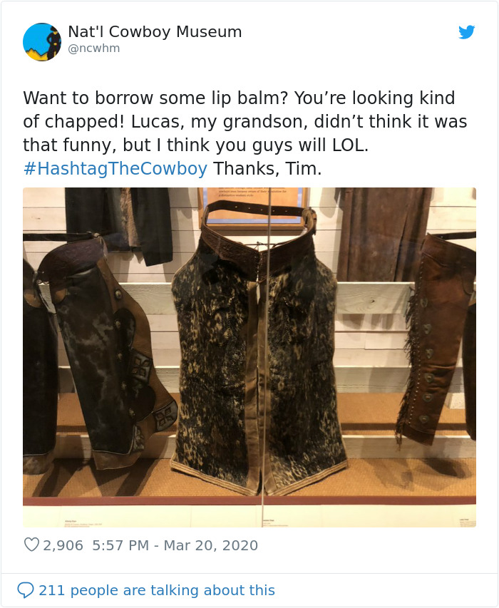 Cowboy Museum Puts Their Head Of Security In Charge Of Their Twitter, And His Tweets Are Hilariously Wholesome Cowboy Museum Puts Their Head Of Security In Charge Of Their Twitter, And His Tweets Are Hilariously Wholesome