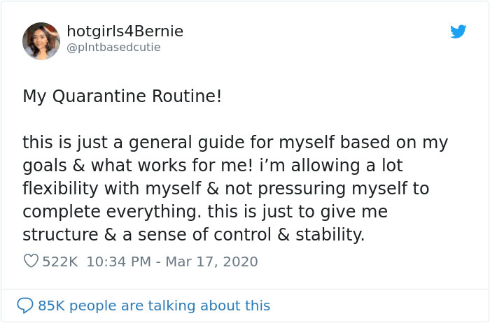 This Woman Tries To Bring Stability Into Her Life By Creating A Quarantine Routine, People Follow Her Example This Woman Tries To Bring Stability Into Her Life By Creating A Quarantine Routine, People Follow Her Example