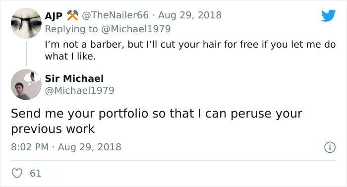 Guy Shares A Hilarious “I’ll Pay For Both Of Us” Tactic On Twitter To Get Free Haircuts Where Nobody Actually Pays Guy Shares A Hilarious “I’ll Pay For Both Of Us” Tactic On Twitter To Get Free Haircuts Where Nobody Actually Pays