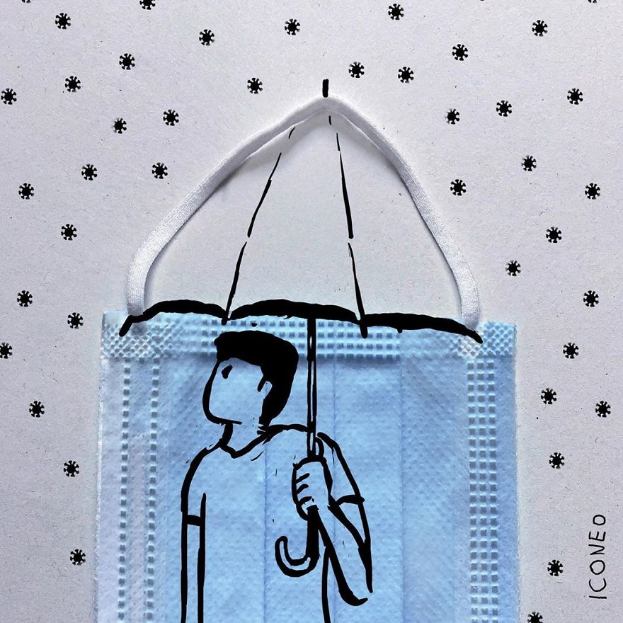 This German Artist Turns Face Coverings Into Art And Here Are 16 Of The Most Creative Ones