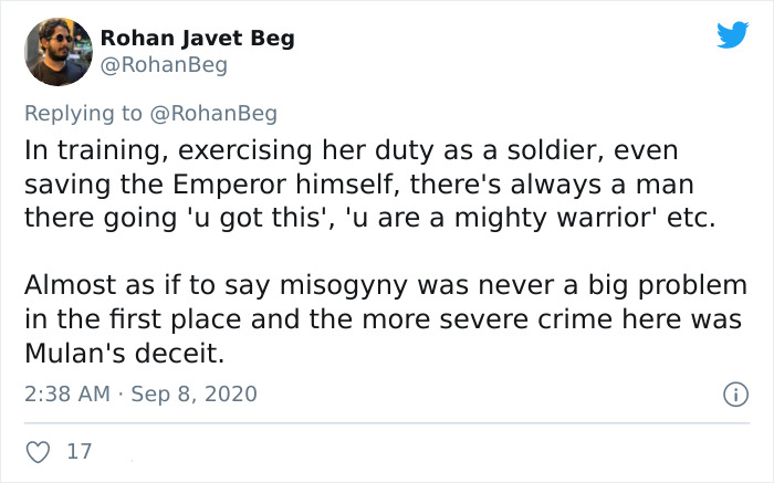 Guy On Twitter Points Out Why Disney’s Mulan (2020) Is Effectively Chinese Propaganda Guy On Twitter Points Out Why Disney’s Mulan (2020) Is Effectively Chinese Propaganda