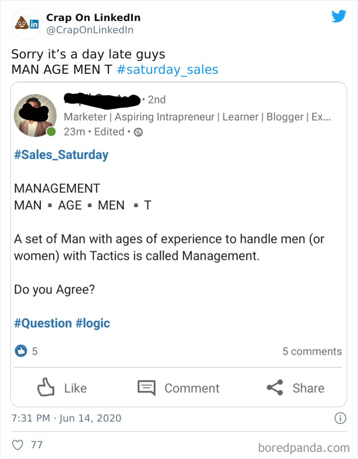 This Twitter Account Is Dedicated To Showcasing All The ‘Crap On LinkedIn’ And Here’s 40 Of The Best Finds This Twitter Account Is Dedicated To Showcasing All The ‘Crap On LinkedIn’ And Here’s 40 Of The Best Finds
