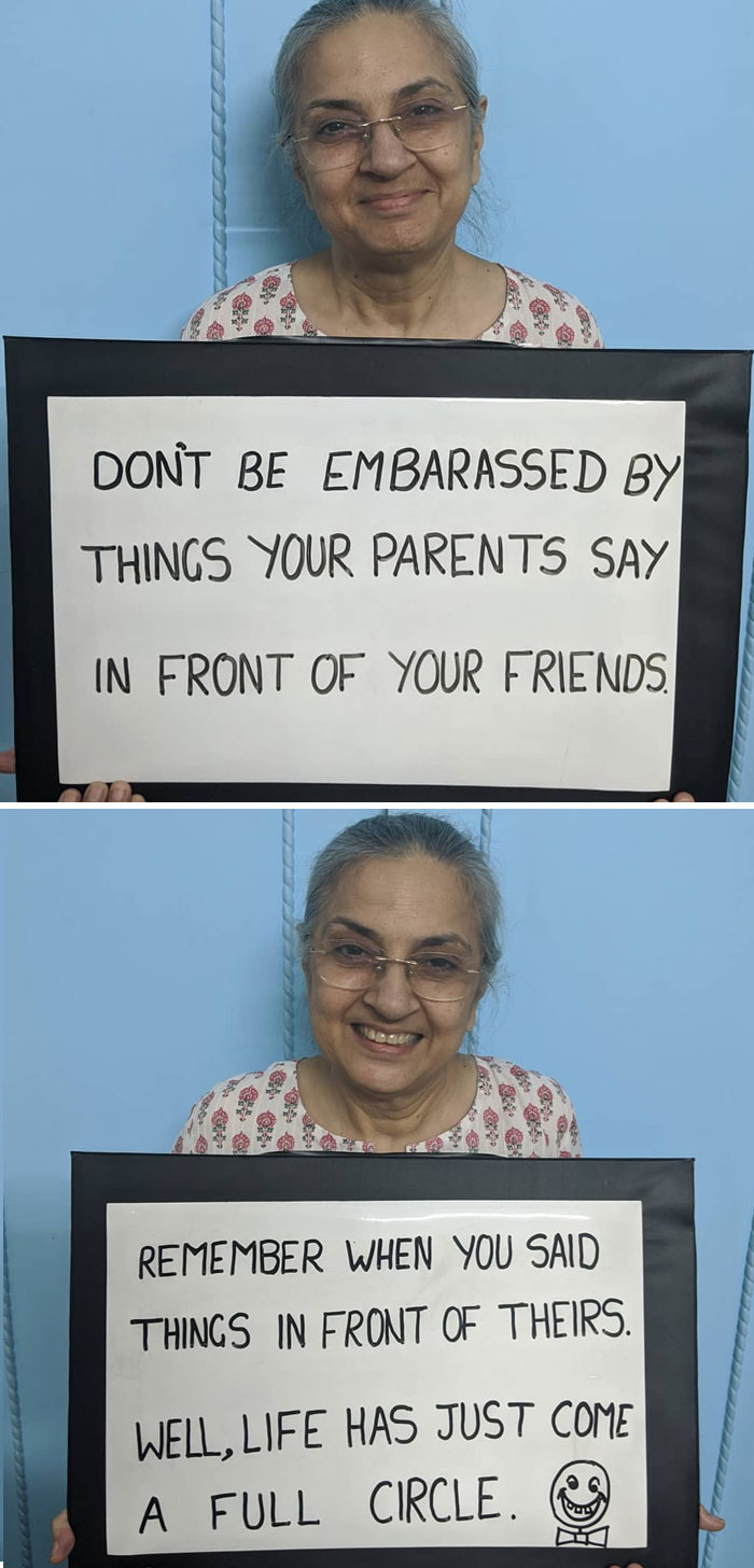 Indian Mom Goes Viral After Son Convinces Her To Put Her Worldly Wisdom On Signs And Share It On IG (30 Pics)