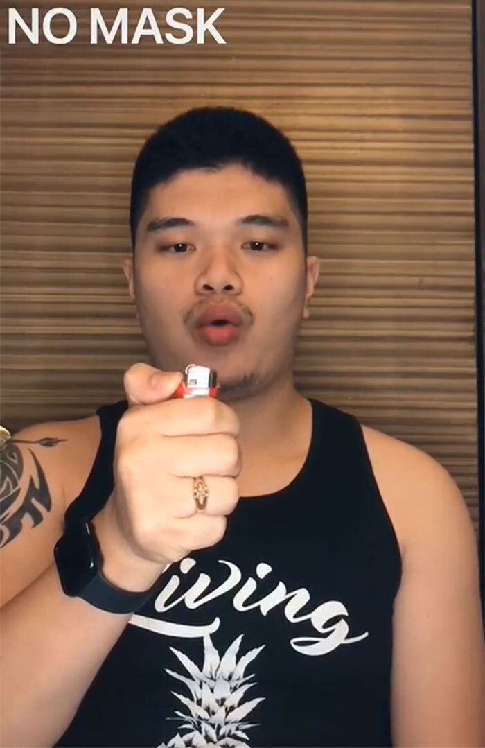 Guy Uses 6 Types Of Masks To Help People Understand The Differences Among Them When Coughing Or Sneezing