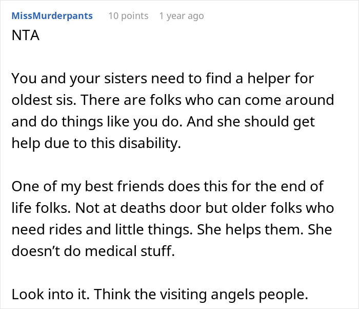 Caretaker Snaps At Sis After Years Of Sacrificing Career, Frustrated By Her Constant Guilt Trips Caretaker Snaps At Sis After Years Of Sacrificing Career, Frustrated By Her Constant Guilt Trips