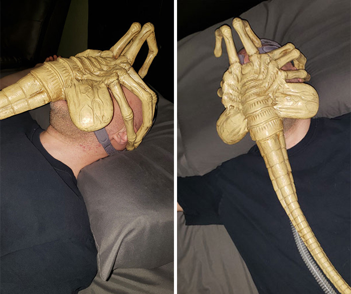 To Protect Himself From The Coronavirus, Artist Crafts A 59-Piece Leather Mask In The Shape Of A Facehugger