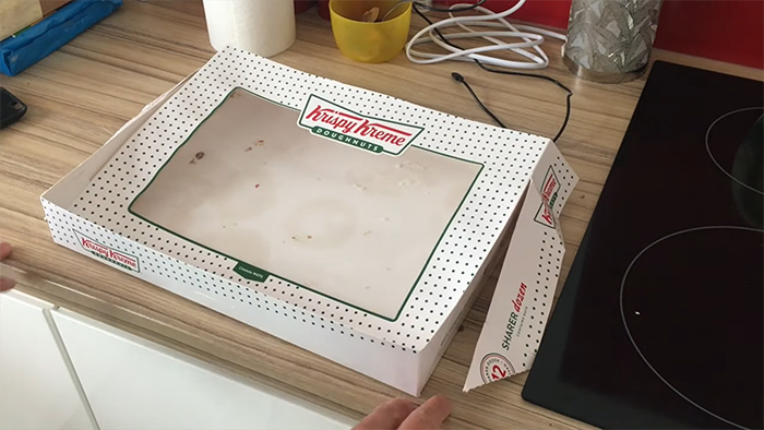 Here’s A Way To Make A Face Shield Out Of A 12-Doughnut Krispy Kreme Box Here’s A Way To Make A Face Shield Out Of A 12-Doughnut Krispy Kreme Box