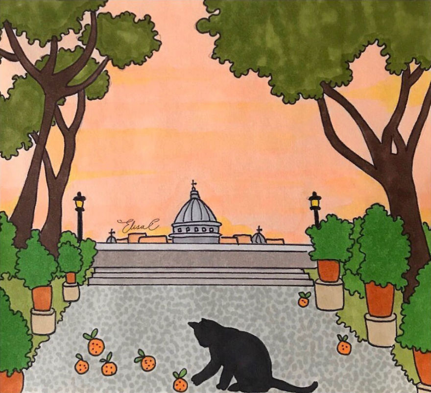 After Lockdown, I Was Happy To Explore Rome Again So I Drew These 19 Illustrations Of My Cat Walking Around The City After Lockdown, I Was Happy To Explore Rome Again So I Drew These 19 Illustrations Of My Cat Walking Around The City