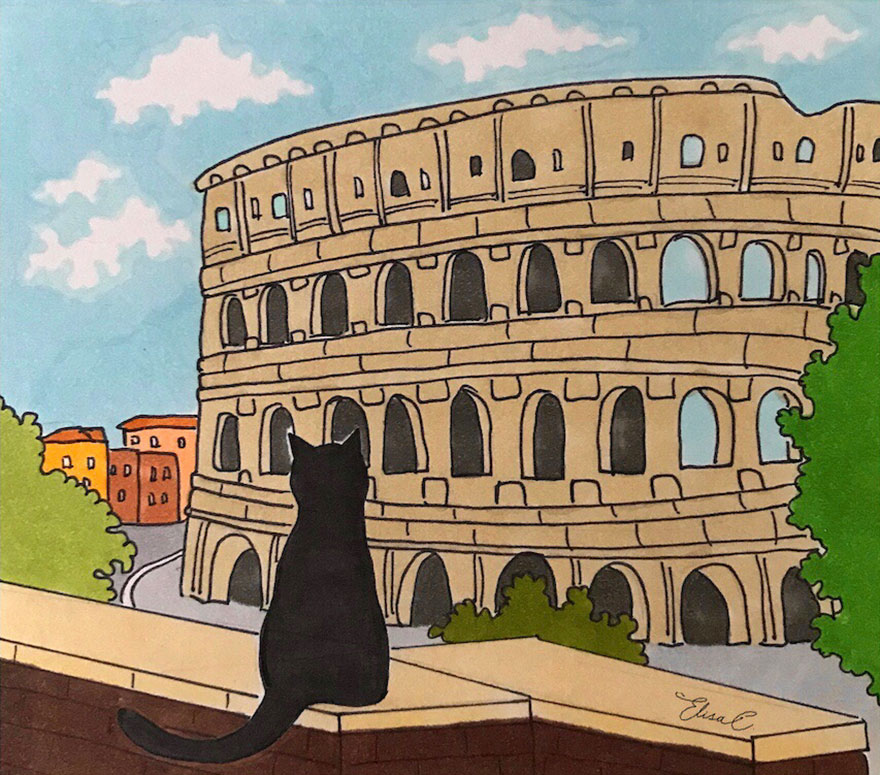 After Lockdown, I Was Happy To Explore Rome Again So I Drew These 19 Illustrations Of My Cat Walking Around The City After Lockdown, I Was Happy To Explore Rome Again So I Drew These 19 Illustrations Of My Cat Walking Around The City
