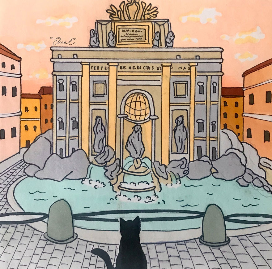 After Lockdown, I Was Happy To Explore Rome Again So I Drew These 19 Illustrations Of My Cat Walking Around The City After Lockdown, I Was Happy To Explore Rome Again So I Drew These 19 Illustrations Of My Cat Walking Around The City