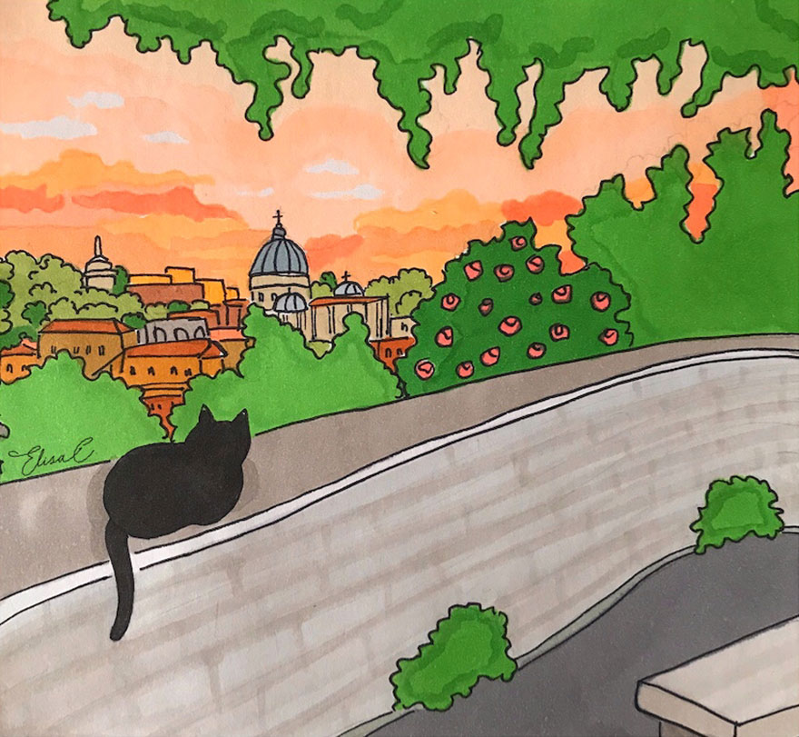 After Lockdown, I Was Happy To Explore Rome Again So I Drew These 19 Illustrations Of My Cat Walking Around The City After Lockdown, I Was Happy To Explore Rome Again So I Drew These 19 Illustrations Of My Cat Walking Around The City
